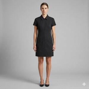 Mango MNG Black Short Sleeve Zip Up Collared Mini Dress 77034033 Women L 8